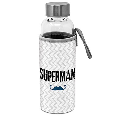Superman Glasflasche mit Schutzhülle 350ml