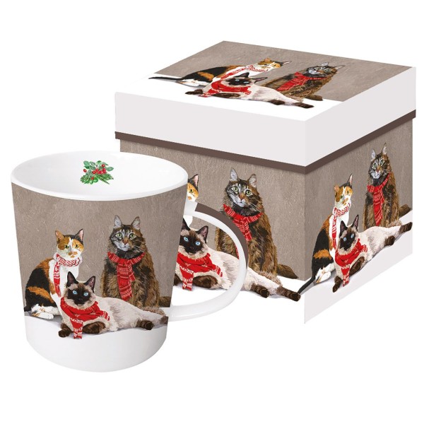 Scarf Cats Tasse / Henkelbecher in Geschenkbox 350ml New Bone China