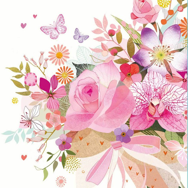 Rose Bouquet Cocktail-Servietten 25x25 cm