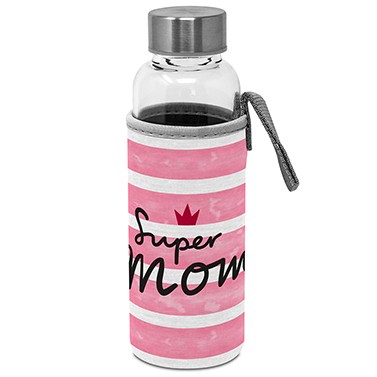 Super Mom Glasflasche mit Schutzhülle 350ml