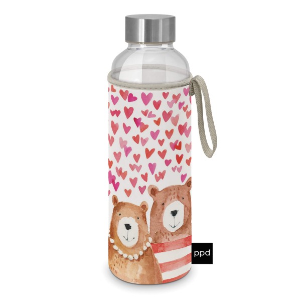 Love Bears Glasflasche mit Schutzhülle 500ml