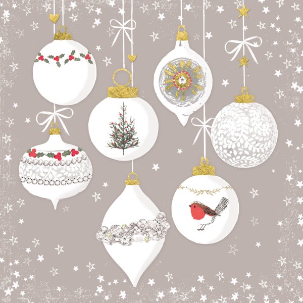 Ornaments and Snow Cocktail-Servietten 25x25 cm