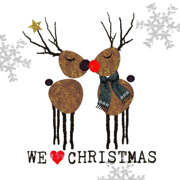 We love Christmas white Lunch-Servietten 33x33 cm
