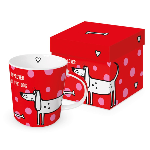 Dog Approved red Tasse in Geschenkbox New Bone China 400 ml