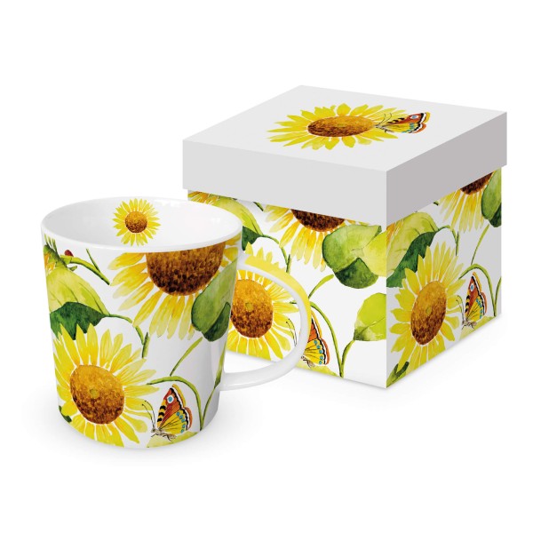 Sunflowers Tasse / Henkelbecher in Geschenkbox 350ml New Bone China