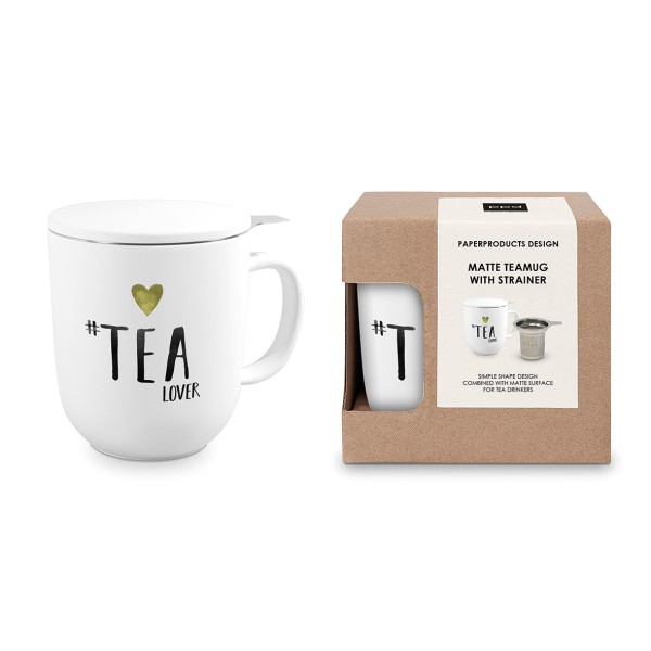 Tea Lover Teetasse mit Deckel und Sieb in matt New Bone China