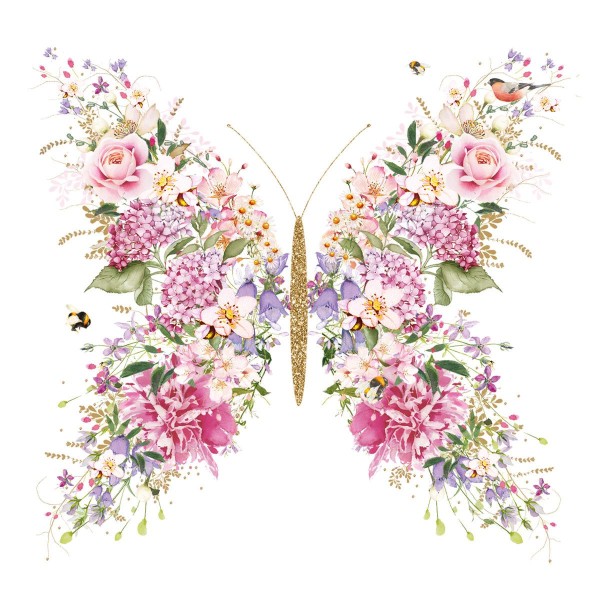 Papillon et fleurs Lunch-Servietten 33x33