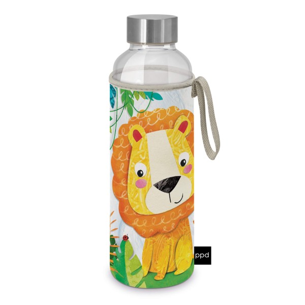 Happy Lion Glasflasche mit Schutzhülle 500ml