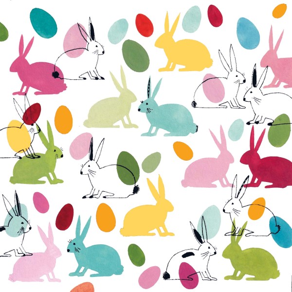 Rabbits & Eggs Lunch-Servietten schwarz 33x33 cm