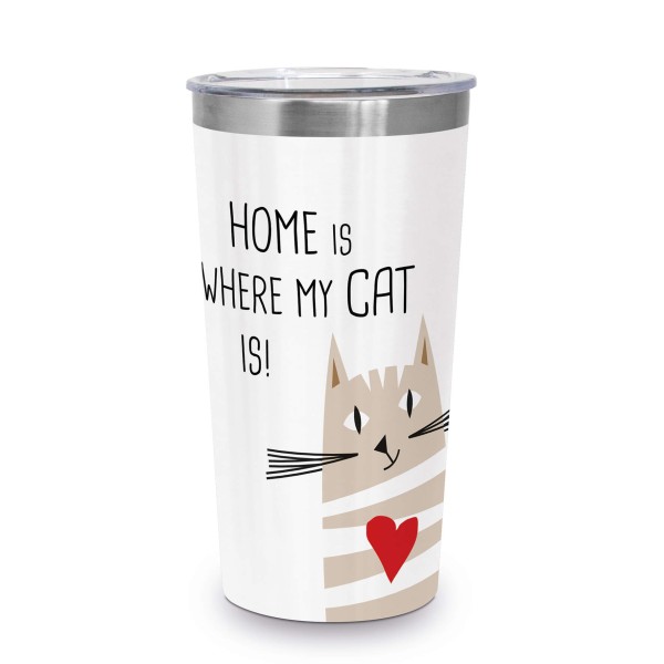 Home Cat Edelstahl Becher mit Deckel