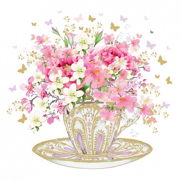 Tea Cup Blossoms Lunch-Servietten 33x33 cm