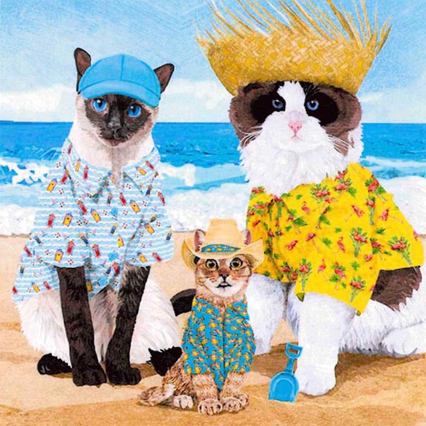 Cats‘ Beach Party Cocktail-Servietten 25x25 cm