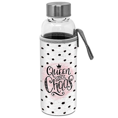 Queen of Chaos Glasflasche mit Schutzhülle 350ml