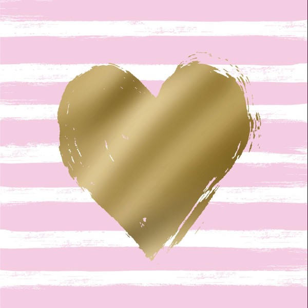 Hearts & Stripes rosé Lunch-Servietten 33x33 cm