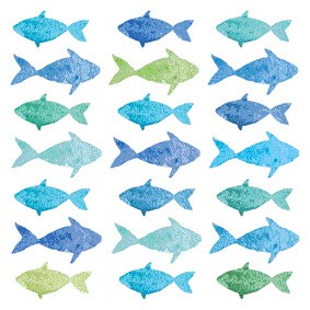 Aquarell Fishes Lunch-Servietten 33x33 cm