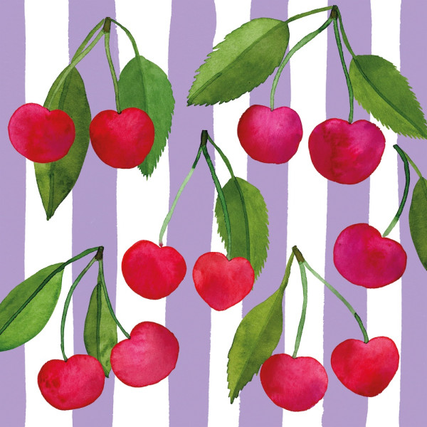 Cherry & Stripes Lunch-Servietten 33x33 cm