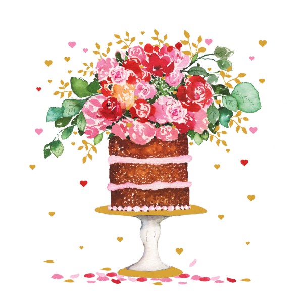 Cake & Flowers Lunch-Servietten 33x33 cm