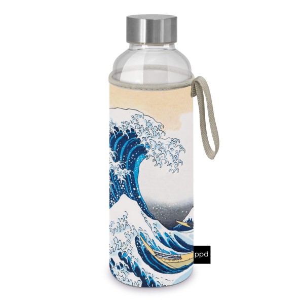The Great Wave Glasflasche mit Schutzhülle 500ml