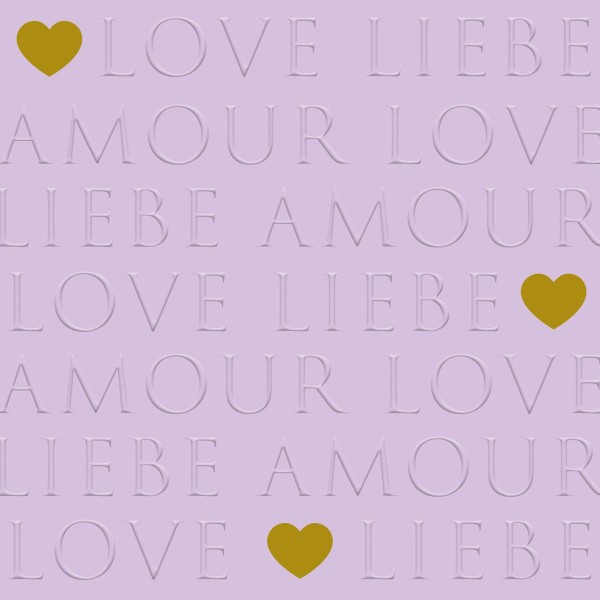 Love Letters lilac geprägt Lunch-Servietten 33x33
