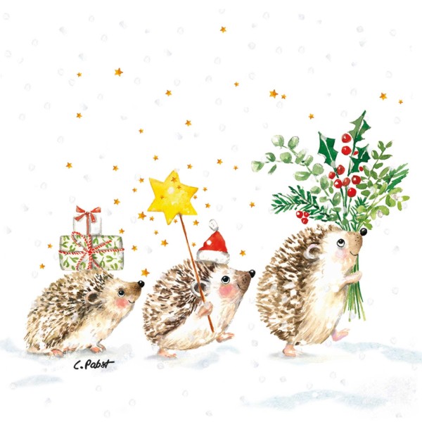 Christmas Hedgehogs Lunch-Servietten 33x33 cm