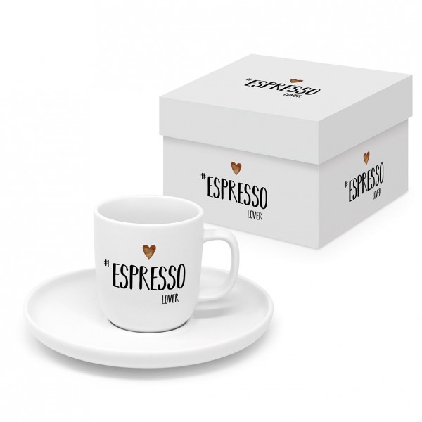 Espresso Lover Espresso Tasse mit Mattfinish in Geschenkbox New Bone China 0,1l