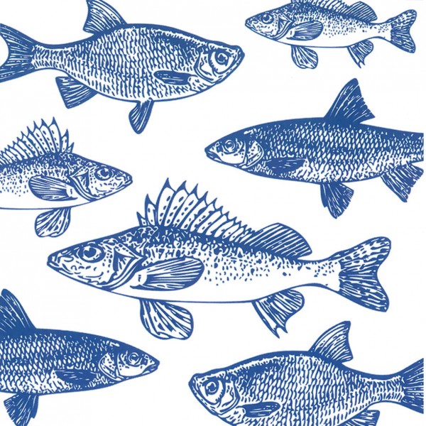 Graphic Fishes marine Lunch-Servietten 33x33 cm