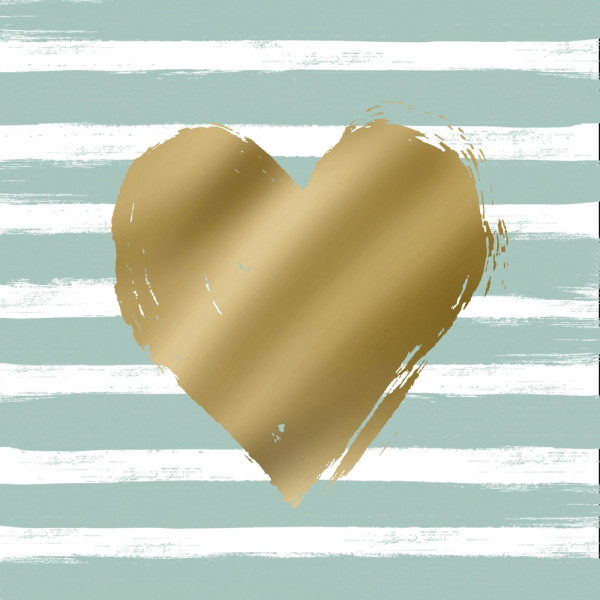 Heart & Stripes eucalyptus Lunch-Servietten 33x33 cm