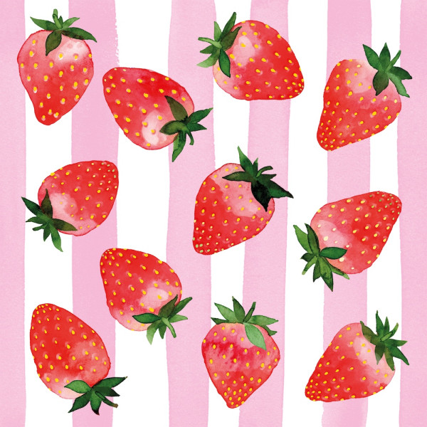 Strawberry & Stripes Lunch-Servietten 33x33 cm