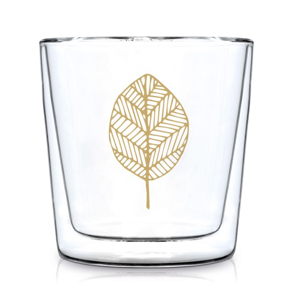 Pure Gold Leaves Trinkglas doppelwandig 300ml