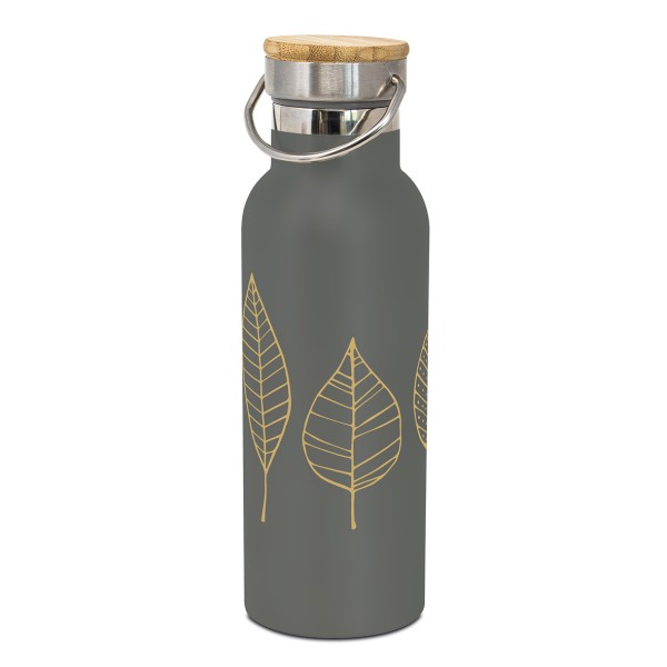Pure Gold Leaves anthracite Steel Thermo Edelstahl-Trinkflasche 500ml