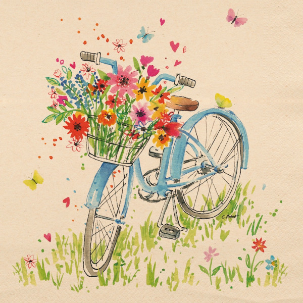 Flower Deers green Lunch-Servietten 33x33 cm