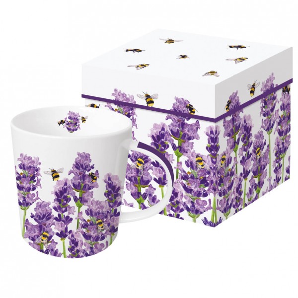 Bees & Lavender Tasse / Henkelbecher in Geschenkbox 350ml New Bone China