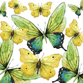 Green Butterflies Lunch-Servietten 33x33 cm