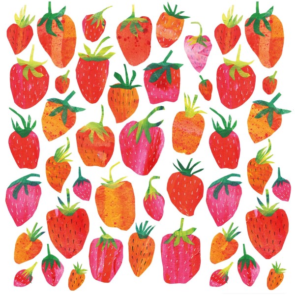 Strawberry Collage Lunch-Servietten schwarz 33x33 cm