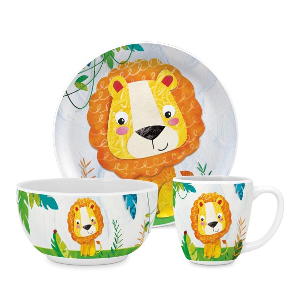 Happy Lion Kinder-Sets Porzellan New Bone China, 3 teilig