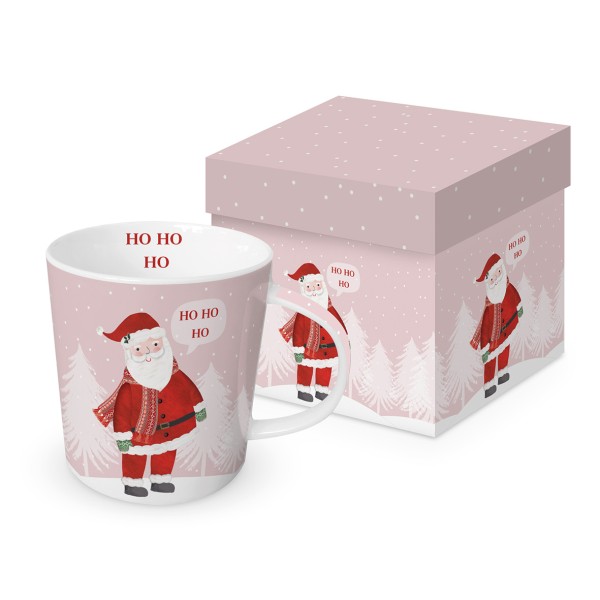 Santa in Rosé Tasse / Henkelbecher in Geschenkbox 350ml New Bone China