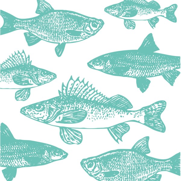 Graphic Fishes aqua Lunch-Servietten 33x33 cm